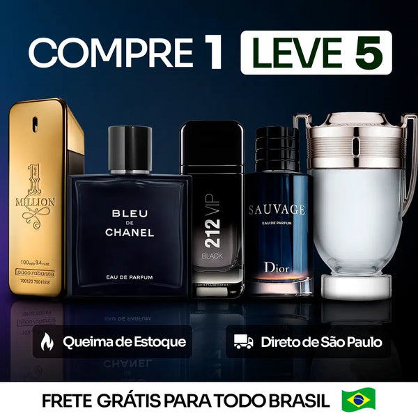 5 Perfumes Masculinos Importados (100ml) - 1 Million | 212 | Invictus | BLEU | Sauvage (4 Anos London Perfumes)